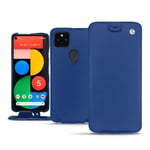Housse cuir Google Pixel 5 - Rabat vertical - Bleu - Cuir lisse - Neuf
