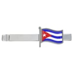 Cuba Wave Flag Silver Tie Clip in Gift Box