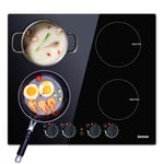Induction Hob 60CM Electric Cooktops 4 Burners Cooker with Black Crystal Unpolished Plate Electric Hob Karinear
