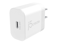 j5create JUP1420 - Strömadapter - 20 Watt - 3 A - Fast Charge, PD 3.0 (24 pin USB-C) - vit - Nordamerika - för Apple iPhone 12