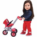 The New York Doll Collection Bye Bye Baby Buggy Red Buggy (Stroller) Together with Baby Doll (18 Inch Doll Not Included) for 18 inch/46cm all Dolls - Doll Pram - Dolls Accessories