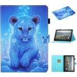 JIANWU Cover, For Kindle Fire HD8 (2020) / HD8 Plus (2020) Colored Drawing Stitching Horizontal Flip Leather Case with Holder & Card Slots & Sleep/Wake-up Function (Color : Little Tiger)