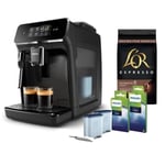 Machine expresso broyeur automatique PHILIPS EP2225/10 1500 W + Café en Grains LOR DOUWE EGBERTS + PHILIPS CA6707/10 Kit AquaClean