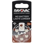Rayovac hörapparatsbatteri storlek 312 6 batterier i en karta.