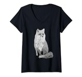 Womens Fox Forest Predator Animal Motif Hunter Wildlife Nature Art V-Neck T-Shirt