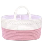 Baby Diaper Caddy Organizer Storage Basket White&pink