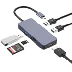 QHOU Hub USB C 6 en 1, Adaptateur USB C Double Moniteur avec (HDMI 4K, USB A 3.0, Lecteur de Carte SD/TF), Dongle Mac Pro/Air pour Surface, Dell, HP, Lenovo, XPS et Plus C appareils