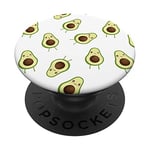 PopSockets Cute Kawaii Smiling Avocado Fruit Pattern - White PopSockets PopGrip: Swappable Grip for Phones & Tablets