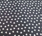 Black & White Ditsy Love Hearts 100% Cotton Poplin Fabric - Fabric Craft Material Metre