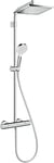 hansgrohe Crometta E - shower system with thermostat, rainfall shower head (240 x 240 mm), hand shower (2 sprays), shower hose, shower rail and head shower square (1 spray), chrome