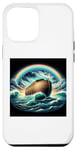 Coque pour iPhone 14 Pro Max Arche en bois de Noé sur les eaux avec un arc-en-ciel