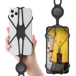 Bone Crossbody Lanyard Phone Tie 2, for Women Men, Universal Anti-Lost Crossbody Cell Phone Lanyard Case for iPhone 12 Mini 11 Pro Max Galaxy S Pixel, Fits Phones from 4-6.7" (Black)