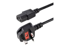 StarTech.com 6ft (1.8m) UK Computer Power Cable, 18AWG, BS 1363 to C13 Power Cord, 10A 250V, Black Replacement AC Power Cord, Monitor Power Cable, BS 1363 to IEC 60320 C13 Kettle Lead - PC Power Supply Cable - strømkabel - power IEC 60320 C13 til BS 1363