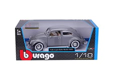 Burago- Volkswagen Coccinelle May Cheong GROUP-BBURAGO-1/18 VOLSKWAGEN KAFER Beetle 1955-Gris-Véhicule pour Enfant dès 3 ans-12029G, 12029G, Gris