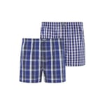 Jockey Kalsonger 2P Woven Boxer Shorts 3XL-6XL Marin Rutig bomull 5XL Herr