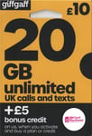 GIFFGAFF PAYG SIM CARD **NOW ONLY 20p** (DISCOUNT AUTO APPLIED)