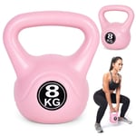 Kettlebell 8 kg för träning, hantel, viktboll, fitnessbelastning, rosa, ModernHome