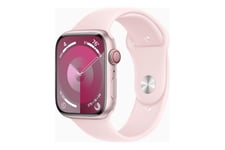 Apple Watch Series 9 (GPS + Cellular) - pink aluminum - smart ur med sportsbånd - light pink - 64 GB