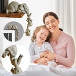 XeinGanpre - Collections Elephant Sitter Painted Figurines, Mother and Two Babies Hanging Off The Edge of a Shelf or Table, Home Decor Gifts for Mother's Day (10 x 10cm)