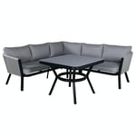 Venture Home Soffgrupp Virya Utomhus Corner sofa set (3+2+1) BLACK alu / Grey rope grey c 1463-408