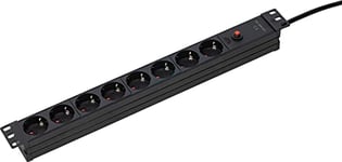 as - Schwabe Rack Bloc multiprise 8 Prises 19" pour Installation Universelle dans armoires réseau 19" Câble gainé en Plastique 3 m 230 V/10 A 45° IP20 Noir I 18192 Câble de 3 m