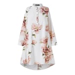 UK 8-24 Women Floral Printed Long Sleeve Tops Shirt Dress High Low A Line Blouse