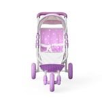 Olivia's Little World Baby Doll Jogging-Style Pram with Canopy, Seatbelt and Storage Space, Purple and White