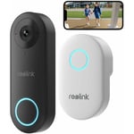 Reolink - Sonnette Vidéo 2,4/5 GHz WiFi avec Chime, Caméra 2K+ 5MP,Alertes, Détection Humaine, Grand Angle 180°, Audio Bidirectionnel, étanche