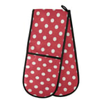 ZZXXB Red and White Polka Dot Double Oven Mitt Heat Resistant Non-Slip Kitchen Gloves Extra Long 7" x 35" for Cooking Baking Barbecue Grilling