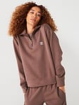 adidas Originals Womens Half Zip Sweatshirt - Brown, Brown, Size L, Women