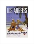 Wee Blue Coo Travel La Los Angeles Continental Airline Beach Tropicalad Art Wall Art Print