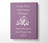 Bathroom Quote If You Fart Dusty Pink Canvas Print Wall Art - Large 26 x 40 Inches