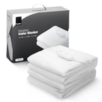 KEPLIN White Electric Heated Blanket for Bed - 120 x 135 cm Double Size Bed Warmer | Soft Electric Blanket, Heated Duvet, Polyester Fleece Underblanket | Remote Control with 3 Heating Settings