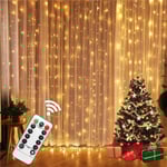 USB 300 LED-ljusslinga, 3*3 vita ljusslingor, 8 lägen inomhus