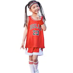 Kids Basketball Jersey Suit Of Michael Jordan 23# Chicago Bulls, Boys Girls Summer Sportswear Loungewear Sleeveless Tops and Shorts Set-red-XS