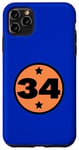 Coque pour iPhone 11 Pro Max Numéro 34 Trente-Quatre Orange Noir Âge Anniversaire Retro