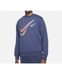 Nike Sportswear Mens Multi Swoosh Sweatshirt In Navy Cotton - Size 2XL