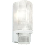 WHITE IP44 Outdoor Wall Bulkhead Light & 10m PIR Motion Sensor 60W E27 Edison