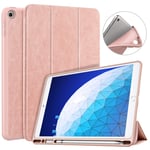 Dadanism Case Fit New iPad Air 3 10.5" 2019, Protective Smart Shell Stand Auto Wake/Sleep Case with Apple Pencil Holder Fit Apple iPad Air (3rd Generation) 10.5" 2019 - Rose Gold