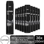 Lynx XXL Aerosol Deodorant Body Spray Black 48H Protection 250ml, 36Pack