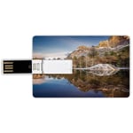 16G USB Flash Drives Credit Card Shape Yosemite Memory Stick Bank Card Style Yosemite Mirror Lake and Mountain Reflection on Water Sunset Evening View Picture,Navy Brown Waterproof Pen Thumb Lovely Ju