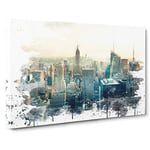 Manhattan New York City Skyline USA (4) V3 Canvas Print for Living Room Bedroom Home Office Décor, Wall Art Picture Ready to Hang, 30 x 20 Inch (76 x 50 cm)