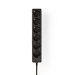 Nedis Gren kontakt Schuko / Typ F (CEE 7/7, 6-vägs,1.50 m, 3680 W, 16 A, av jordning: Sidkontakt, 230 V ~ 50/60 Hz,Uttagsvinkel: 45 , H05VV-F 3G1.5mm², Svart