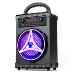 JYX Portable Karaoke Machine, Bluetooth Speaker with Light, Support FM radio, MIC Input, REC, USB/TF Card, AUX IN, Perfect for Party/Meeting