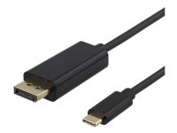 Deltaco USB-C - DisplayPort-kabel isDELTACO 4K UHD, guldpläterade kontakter, 2m, svart/USBC-DP200-K/R00140015