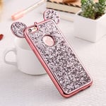 Bling iPhone 11 Case Silicone Luxury Sparkle Glitter Diamond Soft TPU Case with Shiny Pattern 3D Cute Ear Design Gems Rubber Protective for iPhone 11 Rose Gold