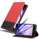 cadorabo Coque pour Samsung Galaxy J3 2017 en Rouge Noir - Housse Protection avec Fermoire Magnétique, Stand Horizontal et Fente Carte - Portefeuille Etui Poche Folio Case Cover
