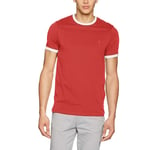 Farah Groves Ringer Men's Slim Fit Crew Neck T-Shirt - Red Cobalt, XL