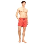 JACK & JONES Men's Swim Shorts Elasticated Drawstring Waist with Pockets Beach Summer, Hot Coral Colour, UK Size S