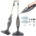 Beldray BEL01732TT Titanium 14 in 1 Steam Cleaner Mop – Multipurpose Handheld Steamer, 350ml, Flexi Hinge, Chemical-Free, Window Cleaner, Extra Nozzles and Mop Pads Included, Disinfect/Sanitise, 1300W